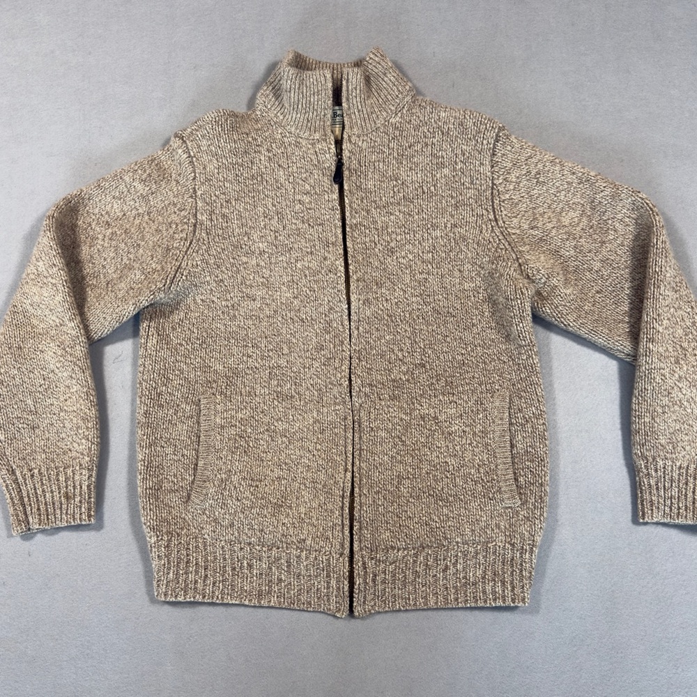 L.L. Bean Tan Marled Full-Zip Wool Blend Cardigan